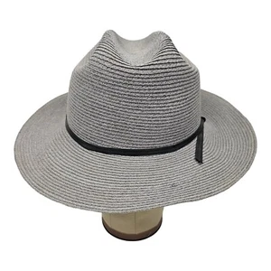 Floppy Panama Hat Size 7 1/4 Custom Made Gray Black Band Beaver Hats Vintage USA - Picture 1 of 12