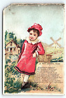c1880 LITTLE RED RIDING HOOD BIG BAD WOLF FRENCH VICTORIAN TRADE CARD Z4119