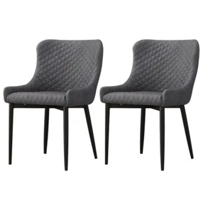 2* Grau Kunstlede Esszimmerstuhl Sitz Esszimmer Stühle Küche Möbel Diamant Sitz - Bild 1 von 15