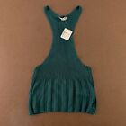 Free People Intimately Women's Size Small Green Knit Razorback Cropped Tank NWT