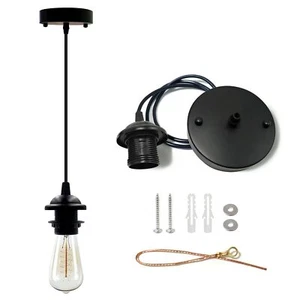 Industrial Mini Pendant Light Kit, Edison Retro Pendant (Black) - Picture 1 of 12