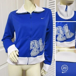 Nike 20 Blue Bomber Jacket Full Zip Popper Athleisure Streetwear Sportswear Chic - Picture 1 of 12