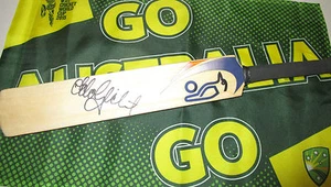 Adam Gilchrist (Australia) signed Blue Kookaburra Mini Bat -start of test career - Picture 1 of 3