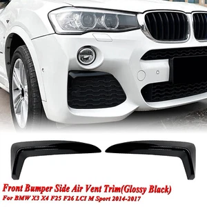2 Stück Glanz Schwarz Front Seite Lüftung Blende für BMW X3 X4 F25 F26 M Sport 14-17 15 - Bild 1 von 12