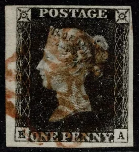 1840 1d Black Pl 7 EA 4m Ex Large Gold Collection Red MX Superb Cat. £400.00 - Picture 1 of 1