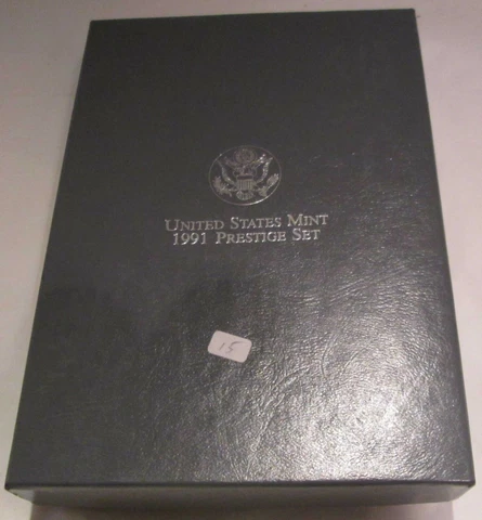1991 Mount Rushmore Prestige Proof Set Silver Dollar U.S. Mint Box COA 7 coin Cover