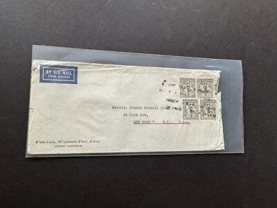 Australia 1950s Cover to US +Franking Mercury #C6 (4) +Machine Roller #3 Chop - Image 1 of 3