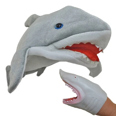 Plush Killer Shark Jaws Great White Costume Hat and Hand Puppet - Image 1 of 4