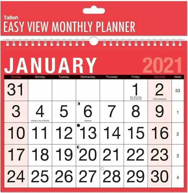 Tallon 3802 2020 Easy View Monthly Planner Calendar