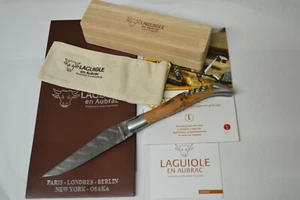 Laguiole Aubrac Taschenmesser Doppelplatine 12cm Damast Klinge Griff Wacholder - Bild 1 von 9