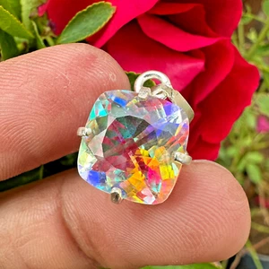 Rare 13.05 Ct Mystic Topaz Pendant – Certified Natural Rainbow Gem in 925 Silver - Picture 1 of 6