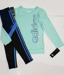 ADIDAS Niña Talla 6 Manga Larga Camisa y Legging Pantalones Conjunto de 2 Piezas Climalite Nuevo con Etiquetas - Imagen 1 de 3
