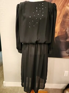 Abito nero mod vintage anni 60 strass tg 13 junior vita raccolta trasparente  - Foto 1 di 10