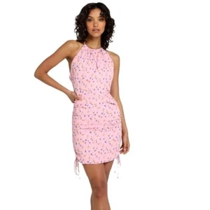 Showpo floral dress Sze 12 NEW pink w" rouching cocktail casual party - Picture 1 of 7