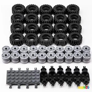 LEGO 30.4 X 14mm Tire Rim Wheel Technic Axles Set Lot Truck Car-50 Pieces Total - Picture 1 of 3