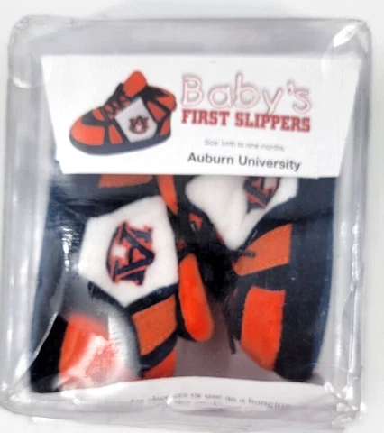 Licensed Auburn University Tigers Baby Slippers 0 - 9 Months Comfy Feet Shoes Cover