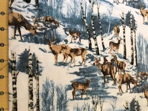 Wildlife Deer 25” X 43” Flannel Fabric #2040 - Picture 1 of 2
