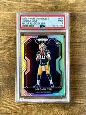 2020 PANINI CHRONICLES JORDAN LOVE PRIZM BLACK SILVER, RC Rookie, PSA 9, #PB-4