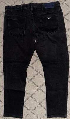 Pantalones de mezclilla para hombre Armani negros calce regular 38 X 29 tela cómoda Foto 1 de 4