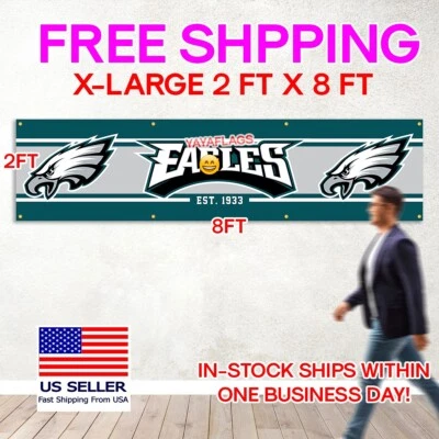 Philadelphia Eagles Flag 2x8 FT American Football Banner Flag Free Shipping