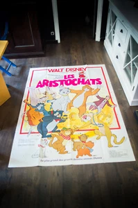THE ARISTOCATS 🐾 Walt Disney Large French Vintage Movie Poster Original R1970's - Picture 1 of 8