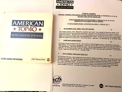12/5/93 AMERICAN TOP 40 w/SHADOE STEVENS & ALL RARE PRODUCTION PAPERWORK, MINT - Image 1 of 4