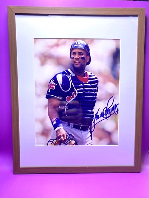 SANDY ALOMAR JR. Signed Autographed Cleveland Indians Framed 8x10 Photo "LOOK" - Image 1 of 4