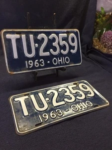 PAR de placas de colección 1963 Ohio condado de Medina TU 2359 coche clásico Hot Rod - Imagen 1 de 12