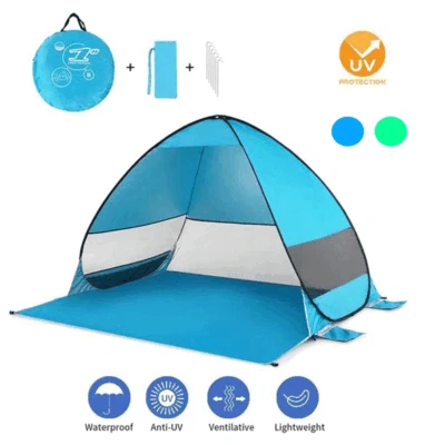 Tienda de playa emergente portátil parasol refugio exterior camping pesca toldo  Foto 1 de 4