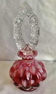 Vintage Fenton Kunst Glas Cranberry Opalescent Herz Parfüm Flakon mit Stopfen - Bild 1 von 4