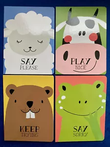 4 Behavior Life Skill Manners Kids Animal Board Books Say Please Sorry Play Nice - Picture 1 of 10
