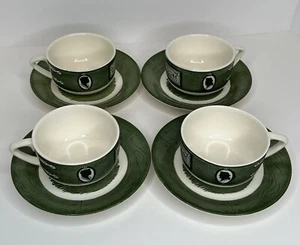 Vintage 1950er Colonial Homestead Royal grün & weiß Tasse & Untertasse Set 4 KEIN Set #1 - Bild 1 von 10