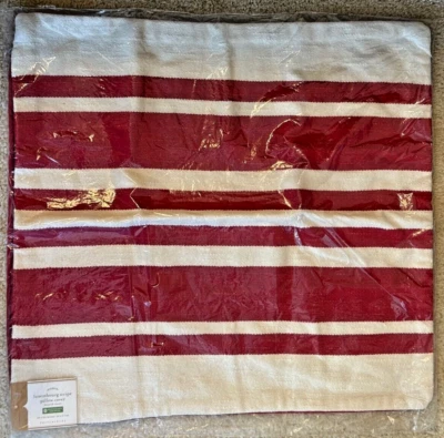 NEW 20" SQ Pottery Barn Luxembourg Striped Pillow Cover | Holiday Red Stripes - Image 1 of 4
