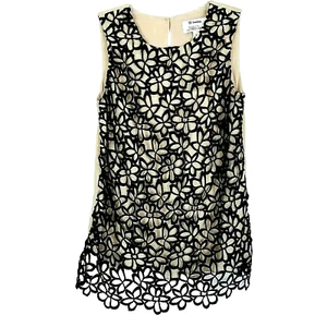 Neiman Marcus Lela Rose For Target Shirt Women Size Small Tan Black Floral - Picture 1 of 12