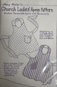 NIP Mary Mulari's Church Ladies' Apron Sewing Pattern Reversible Apron 2005 - Picture 1 of 3