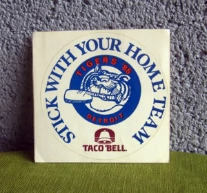DETROIT TIGERS Stick With Home Team baseball sticker 1986 Michigan Taco Bell - Picture 1 of 2