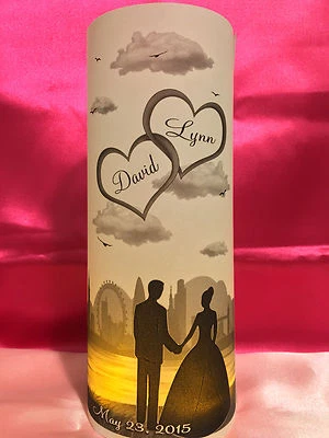 10 Personalized Cityscape Vellum Wedding Luminaries Table Centerpieces Decor - Image 1 of 4