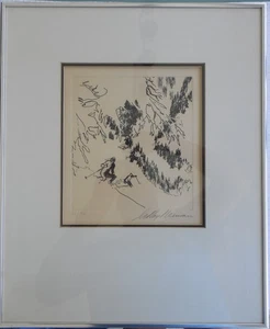 LeRoy Neiman Etching from Skiing Suite "House on the Slope" 1972 Signed Numbered - Picture 1 of 4