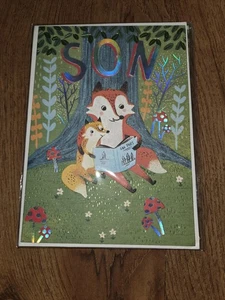 PAPYRUS WATCHING YOU GROW FATHER’S DAY CARD FOR SON FOX CUB READING BOOK - Picture 1 of 3