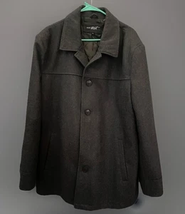 Black Rivet Wool Blend Button Front Mid Length Coat Men's Size XL Warm Winter - Picture 1 of 6