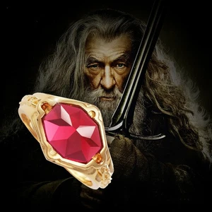 New Gandalf Ring The Lord of the Rings LOTR Narya Fire Red Cosplay Prop - Picture 1 of 6
