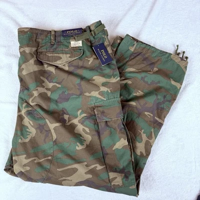 Pantalones cargo Polo Ralph Lauren camuflados verdes utilitarios grandes y altos para hombre 52Bx30 (53x29) Foto 1 de 4
