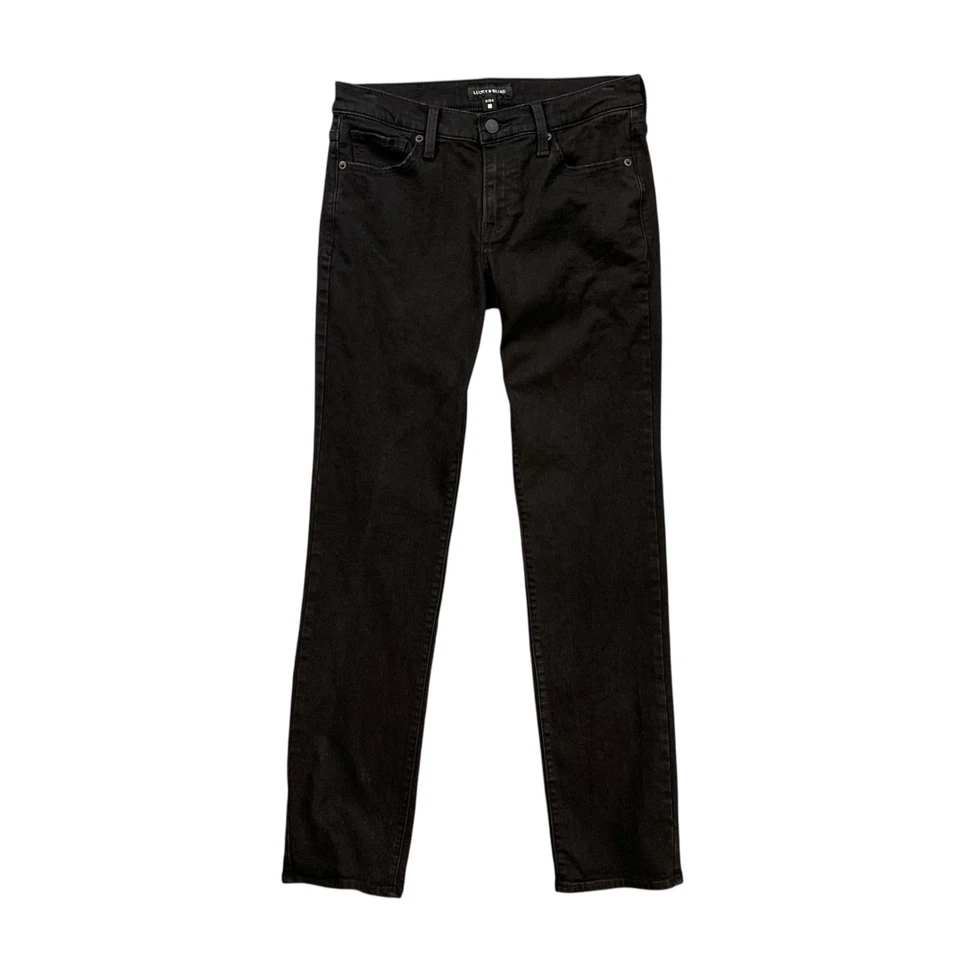 Pantalones de mezclilla Lucky Brand para mujer 8 negros dulces tiro medio rectos 5 bolsillos elásticos Foto 1 de 4