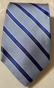 Brooks Brothers Makers Tie Repp Blue Stripe Necktie Pure Silk Made In USA. - Picture 1 of 4
