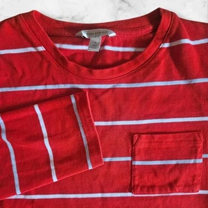 Banana Republic Long Sleeve Cropped Top Shirt Red Striped Size Medium Womens - Picture 1 of 8