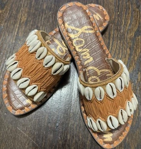 Womens Sam Edelman Gale Shell Woven Brown Slides Sandals Size 6.5 - Picture 1 of 5