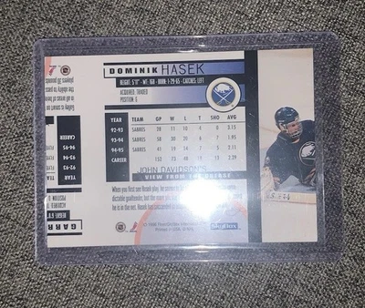 RARE MISCUT 💎 1995-96 SkyBox Impact #16 🐐 Dominik Hasek Sabers 🔥 - Image 1 of 4