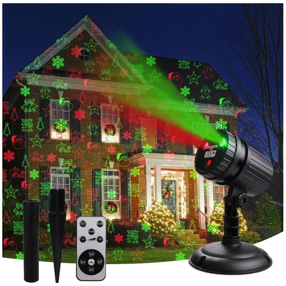 Christmas Laser Projector Lights 8 Patterns LED Projection With Remote Spotlight