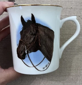 The Huntsman Horse Coffee Tea Mug Gael Coffin Porcelain White Equestrian - Picture 1 of 10