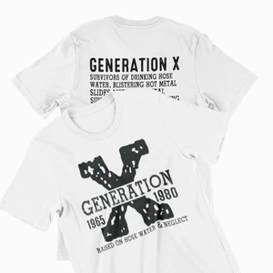 Generation X Nostalgia T-Shirt, White Cotton XL, Front and Back Design - Picture 1 of 4